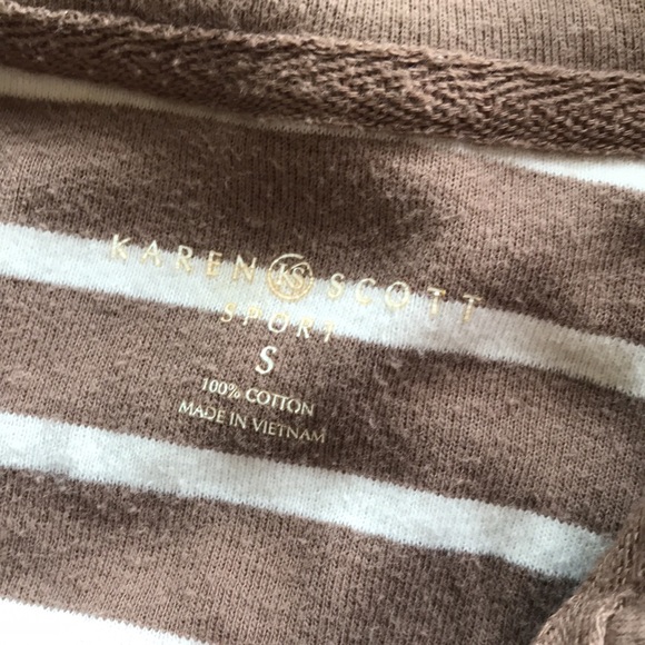 Karen Scott Brown and White Striped Top (S) - Picture 4 of 4